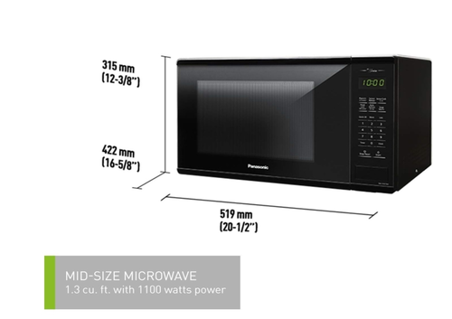 Panasonic Mid-size 1.3 cft. 1100W Genius Microwave Oven, Black, Black